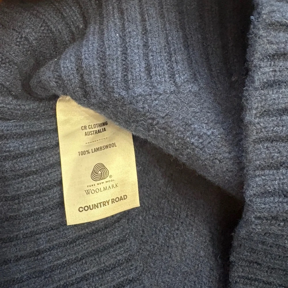 Sz M Country Road Men's Dark Blue Navy Crewneck Heavy Sweater 100% Lambswool